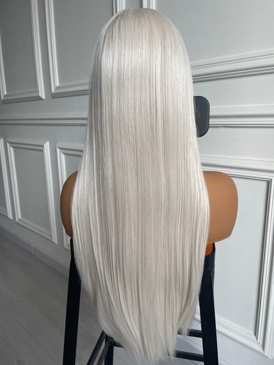 Ice White Straight Lace Wig Heat Resistant Synthetic Wig