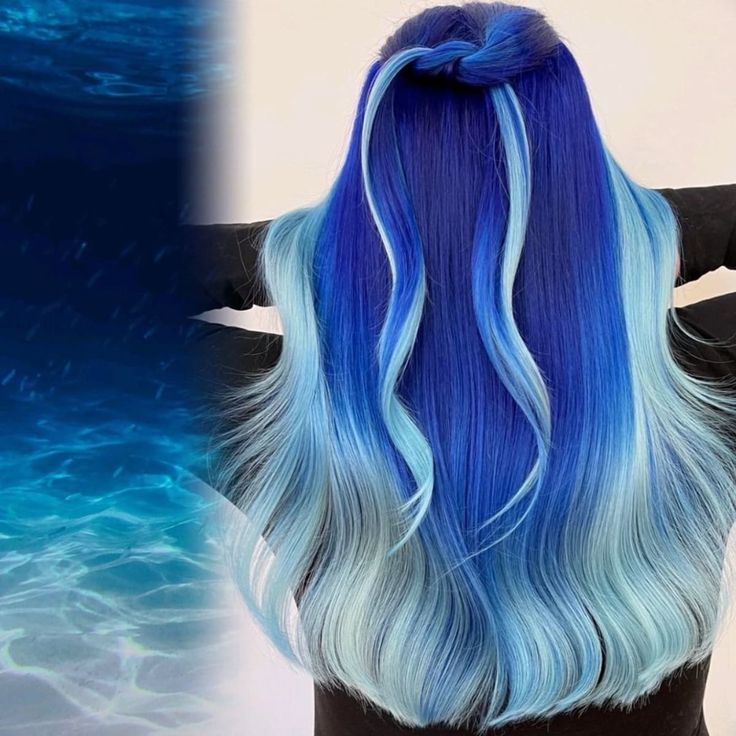 Custom Sea Blue Wig Color Human Hair Lace Front Wig