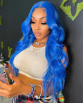 Shop Look Blue Color Human Hair Lace Front Wig