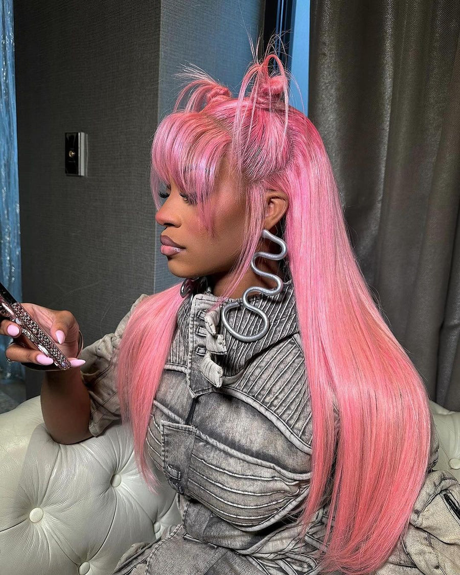24inch Pink Straight Lace Front Wig
