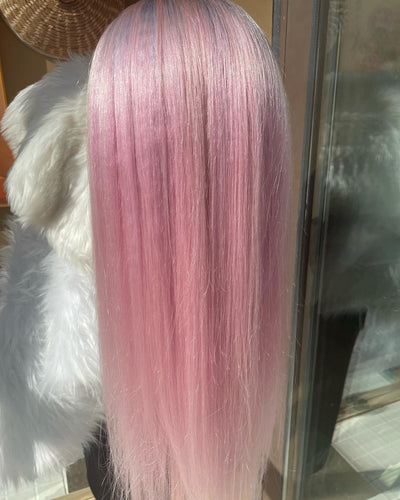 Light Blue and Pink Ombre Human Hair Lace Front Wig