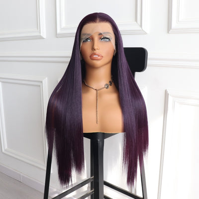 Dark Purple Wig Long Straight Synthetic Hair Wig