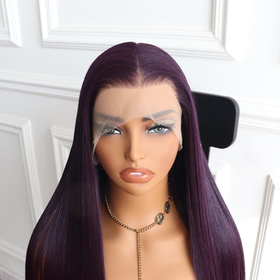 Dark Purple Wig Long Straight Synthetic Hair Wig