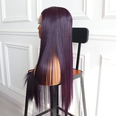 Dark Purple Wig Long Straight Synthetic Hair Wig