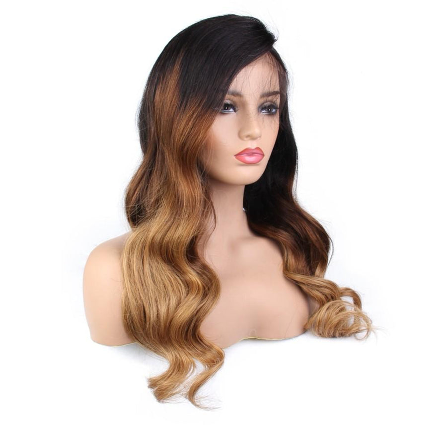 NHA Ombre Natural Wavy Virgin Hair Lace Front Wig