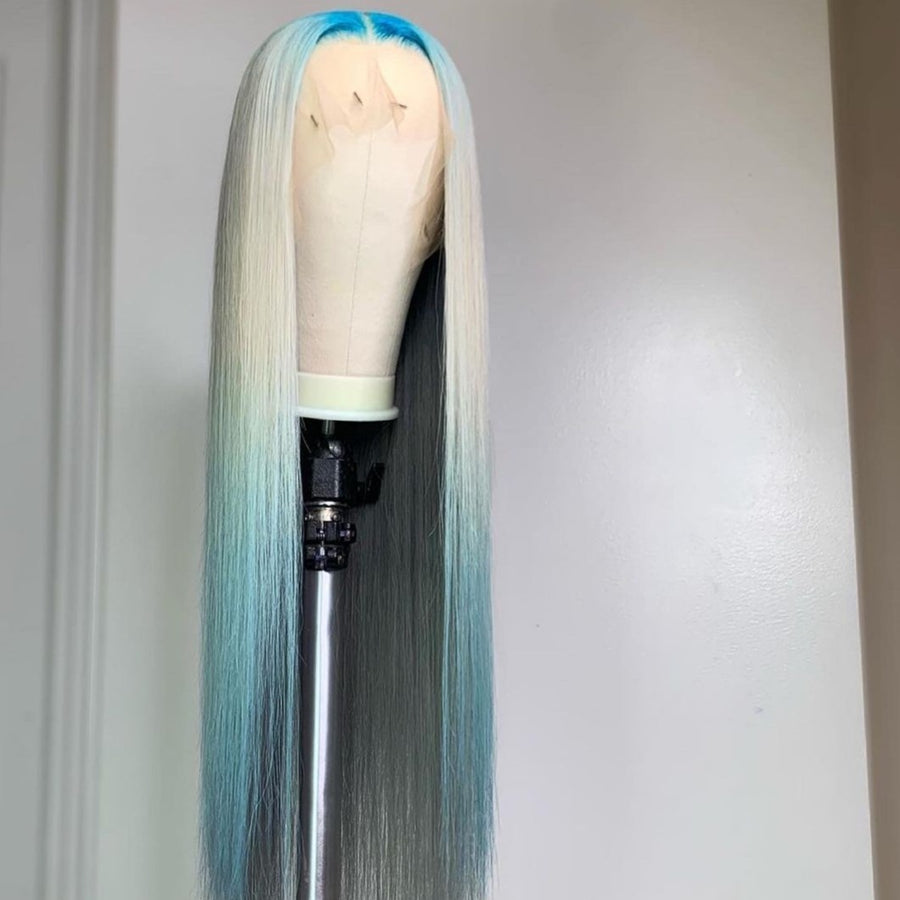 NHA Cerulean Blonde Color Ombre Straight Lace Front Wig