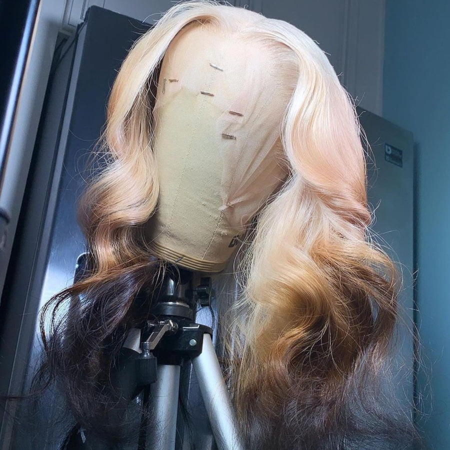 NHA Blush Brown Color Ombre Body Wave Lace Front Wig
