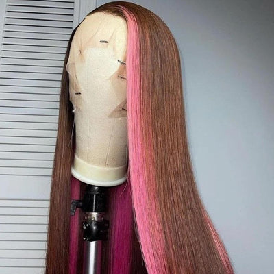 NHA Pink Brown Straight Lace Front Wig