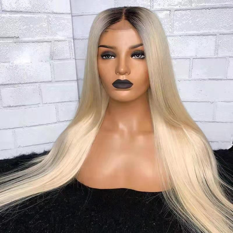 NHA 1B/613 Blond Ombre Long Straight Lace Front Wig