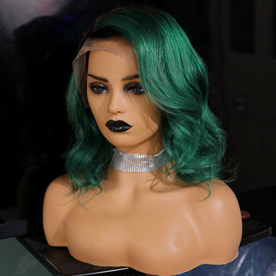 NHA 1B Green Ombre Short Lace Wig