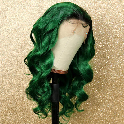20INCH 1B Green Ombre Body Wave Lace Front Wig