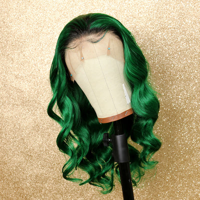 20INCH 1B Green Ombre Body Wave Lace Front Wig