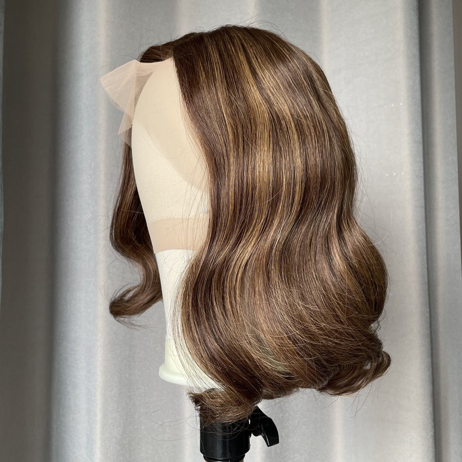 NHA Luxury Short Brown Highlight Lace Front Wig