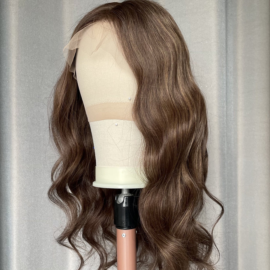 NHA Luxury Dark Brown Natural Wave Lace Front Wig