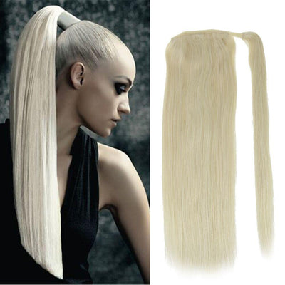 NHA Blonde #60 Color Human Hair Silky Straight Ponytail