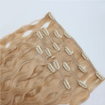 NHA Honey Blonde Clip in Human Hair Extension Natural Wave