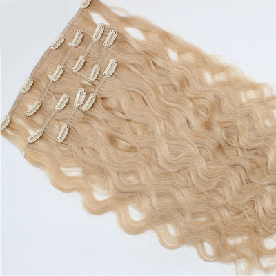 NHA Honey Blonde Clip in Human Hair Extension Natural Wave