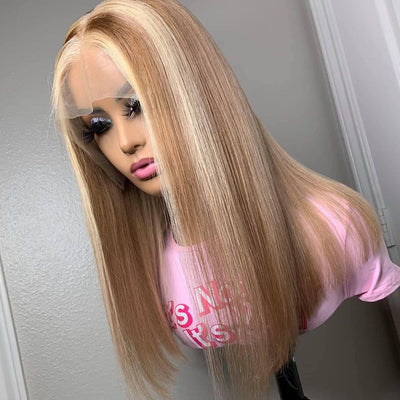 Blonde BOB Highlight Human Hair Lace Front Wig