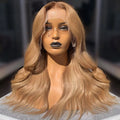 NHA Ash Blonde Wavy Human Hair Hand Tied Full Lace Wig
