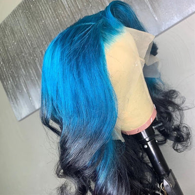 Blue Ombre Wavy Lace Front Wig