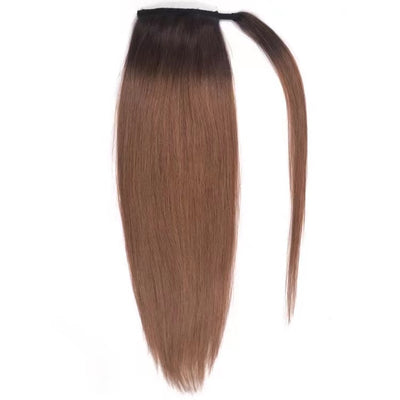 NHA Brown Ombre Remy Straight Ponytail Human Hair Extension