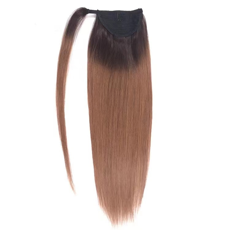 NHA Brown Ombre Remy Straight Ponytail Human Hair Extension
