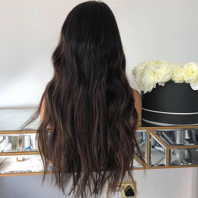 Natural Wavy Lace Front Wig with Framing Highlights