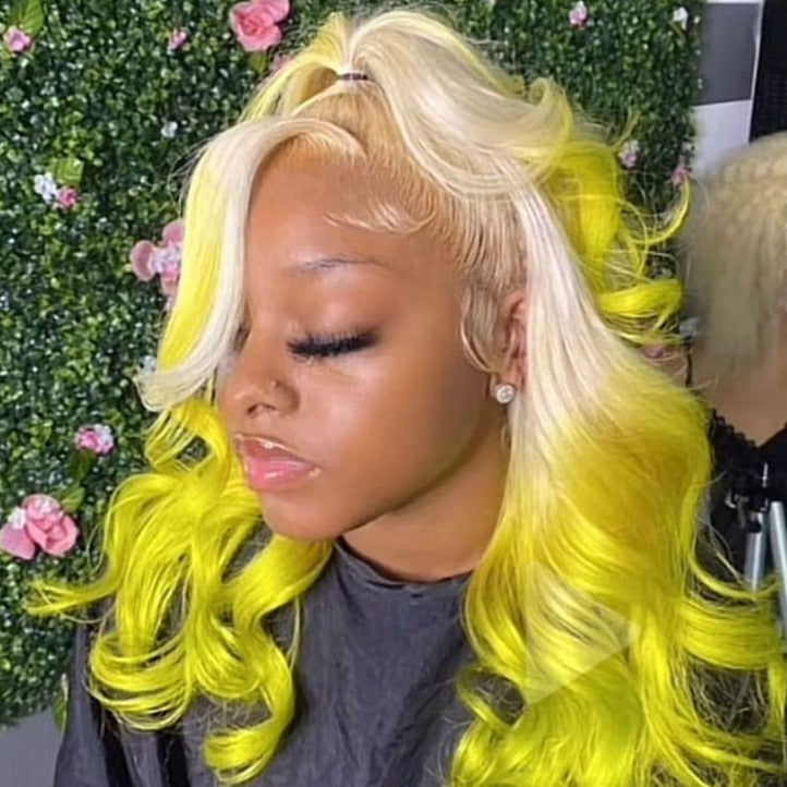 Shop Look Yellow Blonde Color Human Hair Lace Front Wig