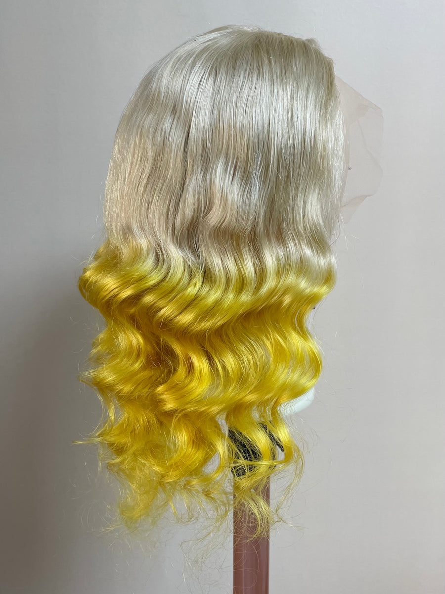 NHA Yellow Loose Wave Style Ombre Lace Front Wig