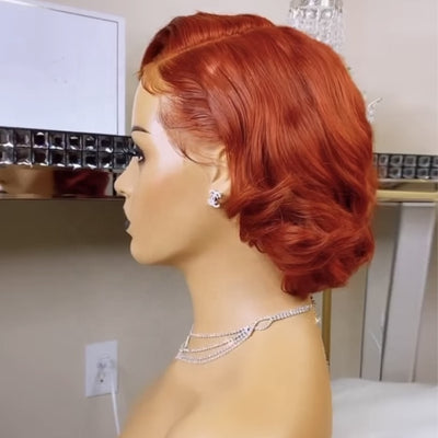 Copper Red BoB Style Lace Front Wig Human Hair