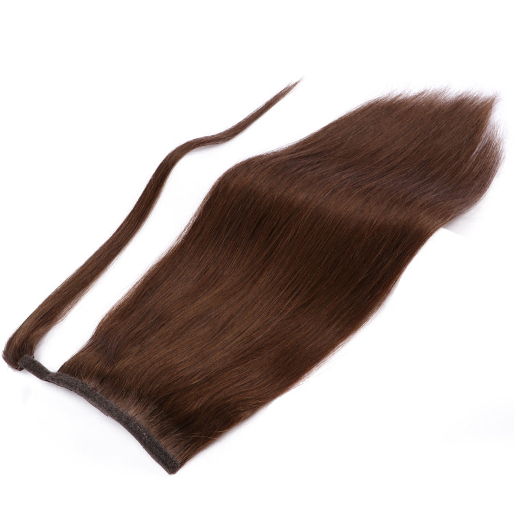 NHA Dark Brown Human Hair Silky Straight Ponytail