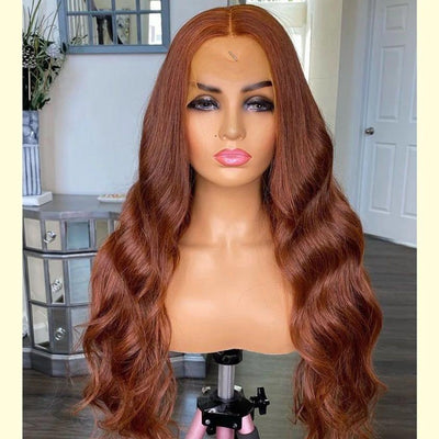 Long Brown Natural Wavy Lace Front Wig