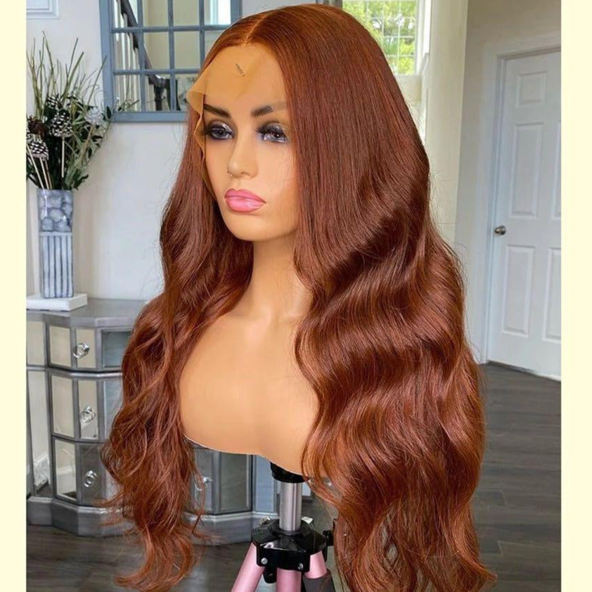 Long Brown Natural Wavy Lace Front Wig