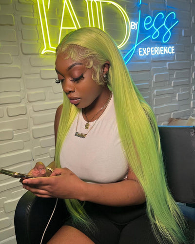 NHA Green Color Straight Lace Front Wig