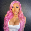 NHA Flower Pink Wavy Lace Front Wig