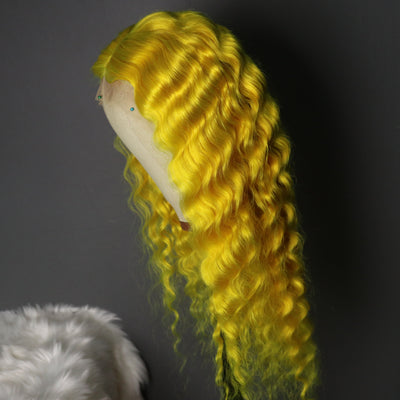 NHA Yellow Curly Lace Front Wig