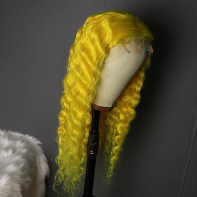 NHA Yellow Curly Lace Front Wig