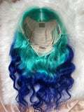 Seafoam Azure  Ombre Wavy Lace Front Wig
