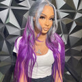 NHA Grey Purple Ombre Lace Front Wig