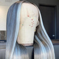 Grey With White Color Straight Lace Front Wig