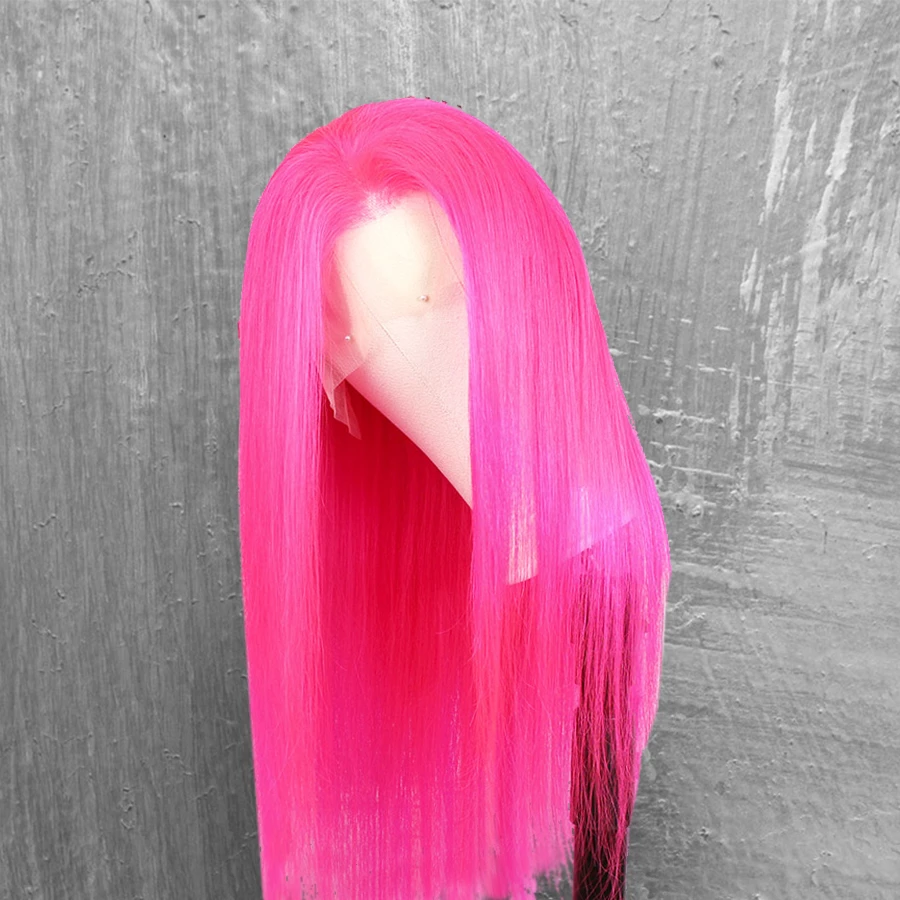 Hot Pink Straight Lace Front Wig