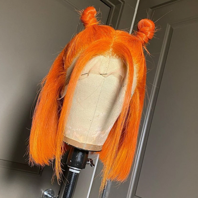 NHA Orange Color Straight Style Lace Front Bob Wig
