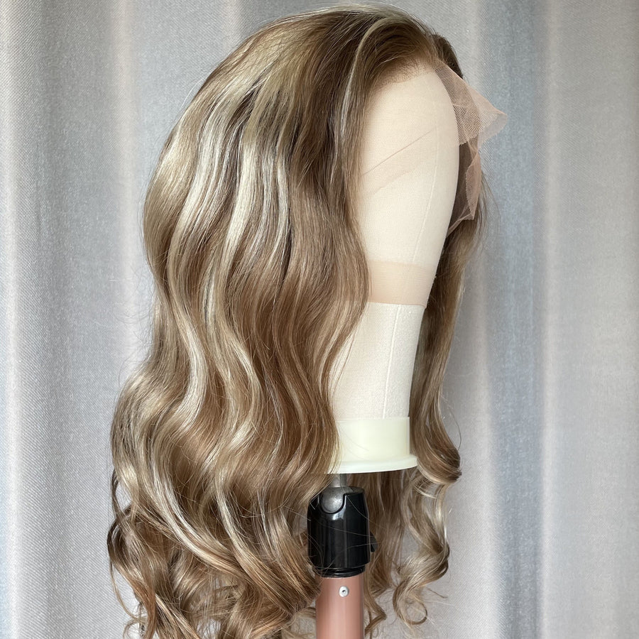NHA Blonde Brown Highlight Hand Tied Full Lace Wig