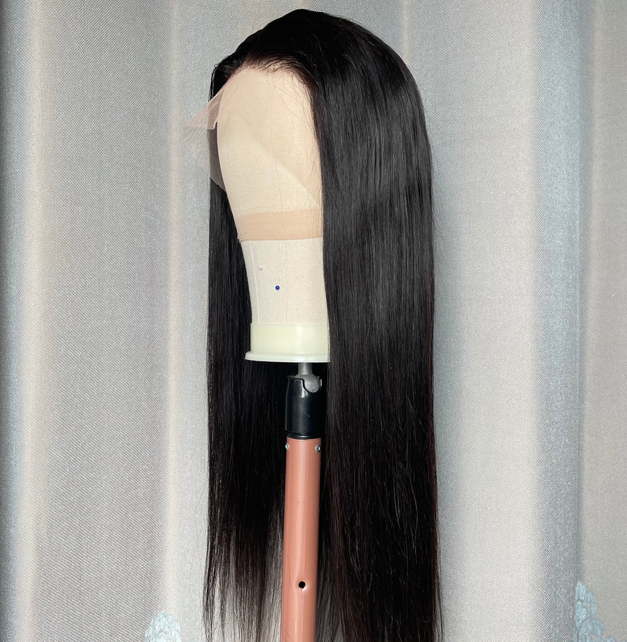 Silky Straight Black Long Straight Full Lace Wig