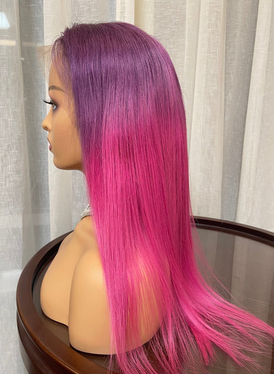 NHA Purple Pink Ombre Straight Wig