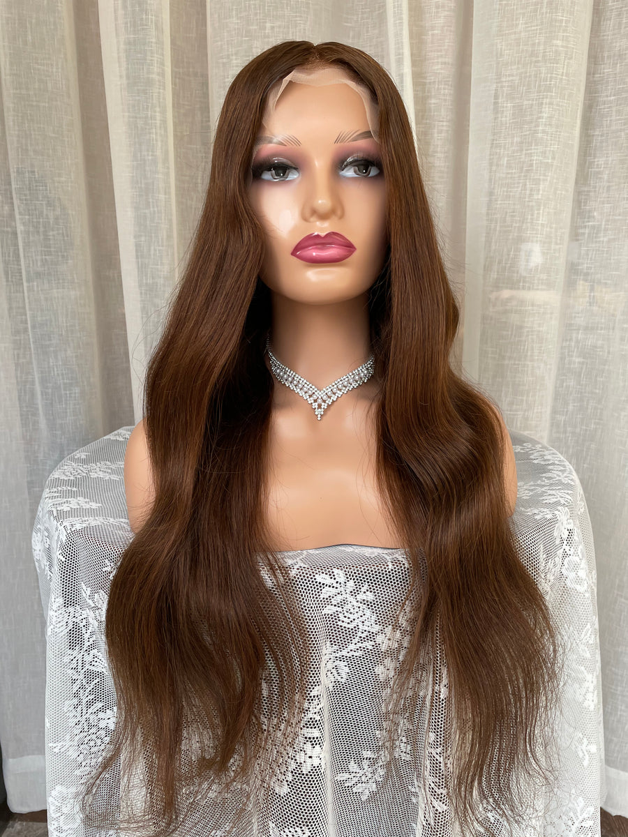 NHA Long Style Medium Brown Virgin Hair Full Lace Wig