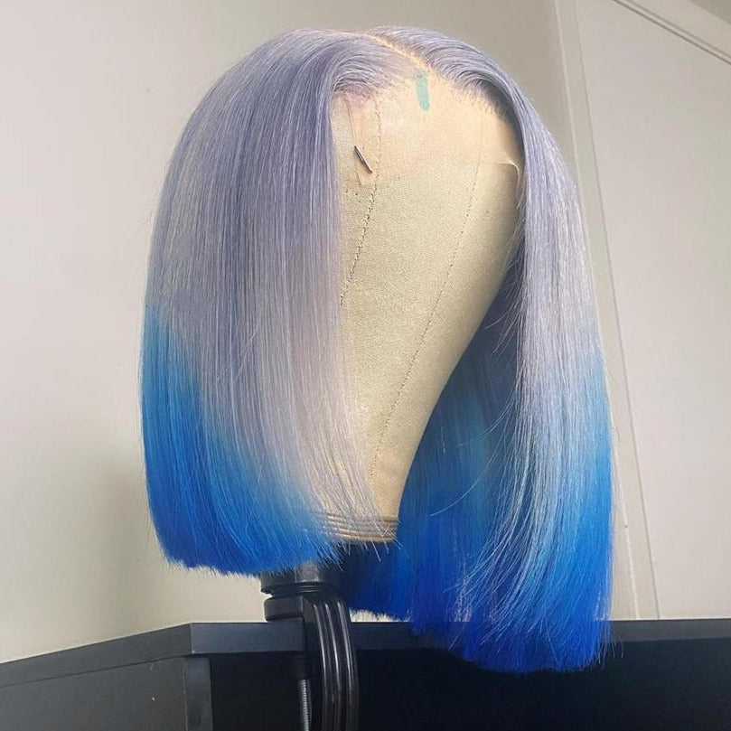 NHA Icey Blue Ombre Bob Style Lace Wig