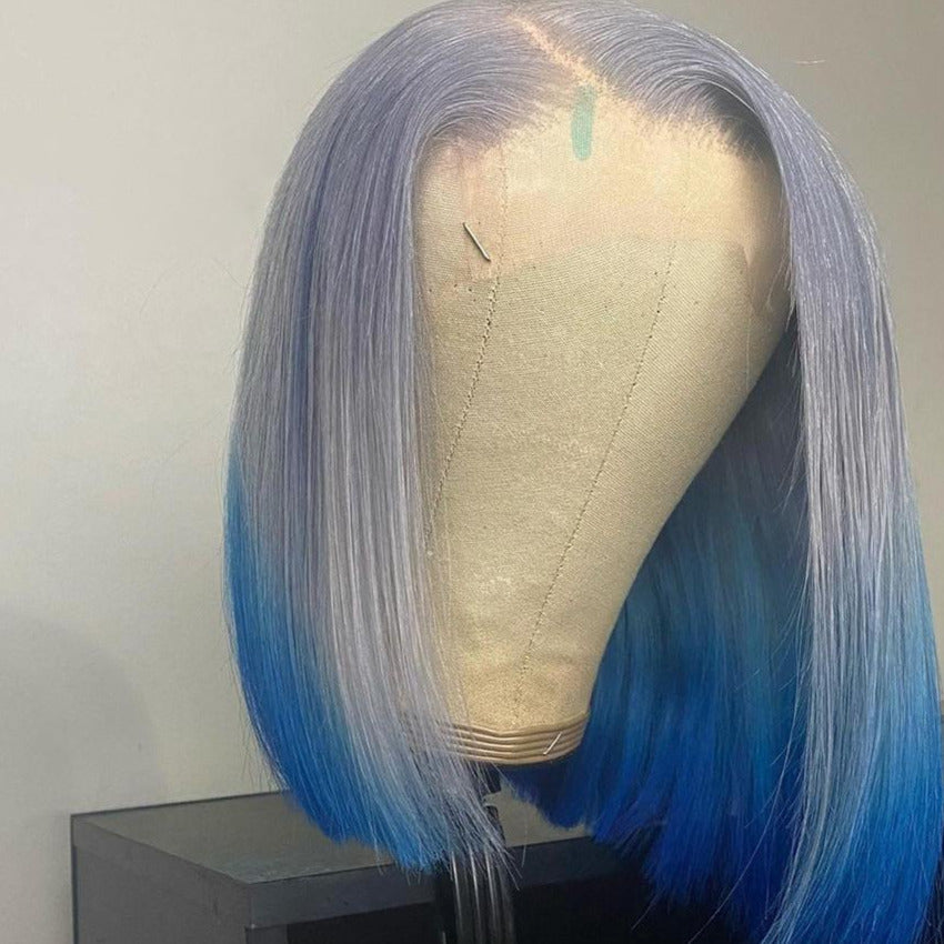 NHA Icey Blue Ombre Bob Style Lace Wig