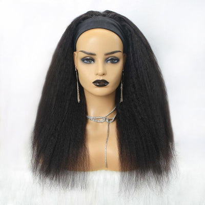 NHA Kinky Straight HeadBand Human Hair Wig New Fashion