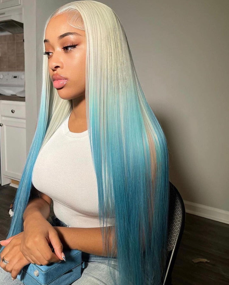 NHA Grey Baby Blue Lace Front Wig